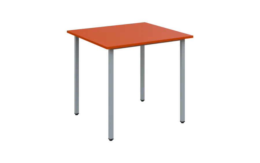 JSB 80N Jídelní stůl 800 x 800 mm, deska pomeranč / podnož stříbrná